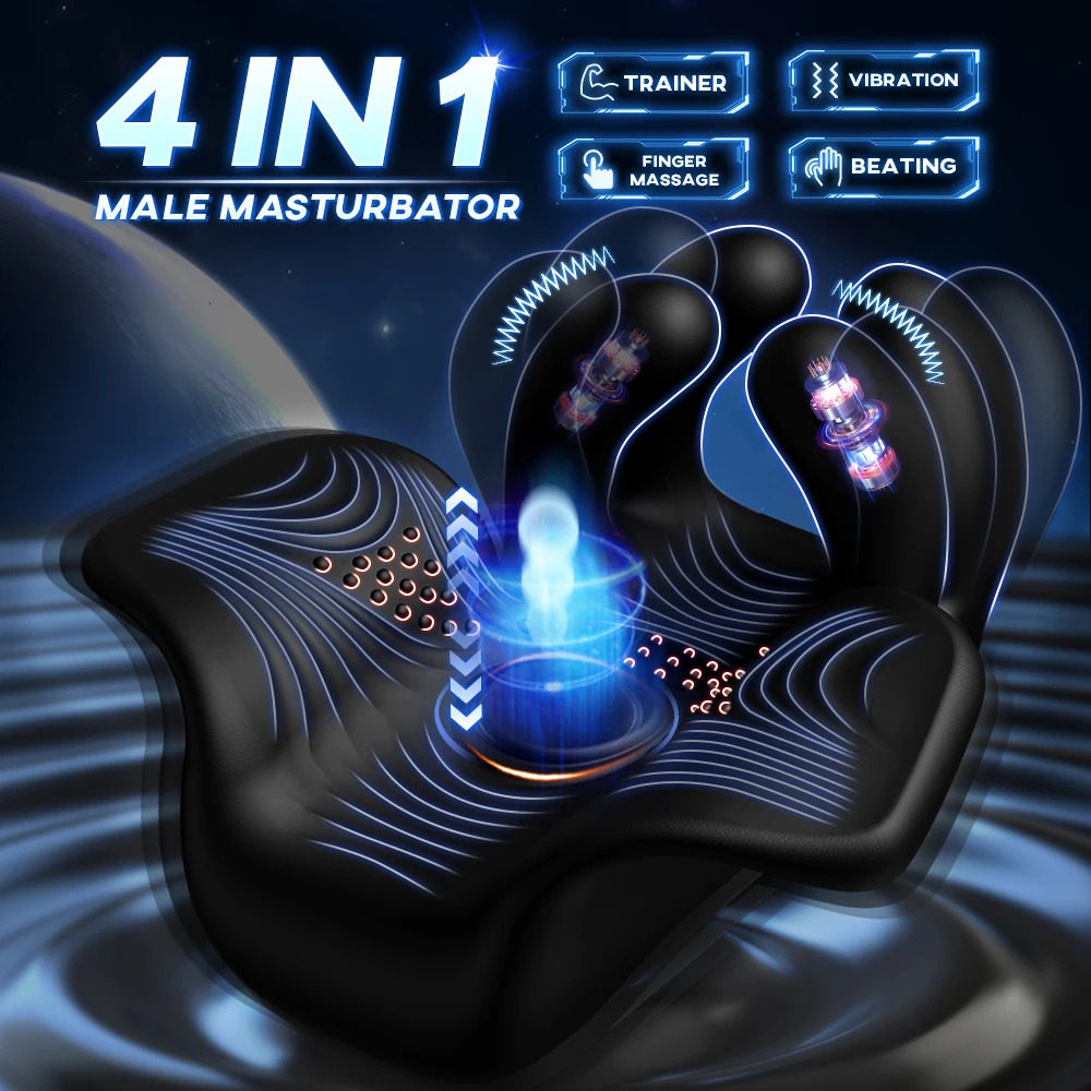 Male Masturbator Penis Massager Training Vibrator Glans Stimulator With Pinching Tapping Stroker Sex Toy For Delay Ejaculation 250227