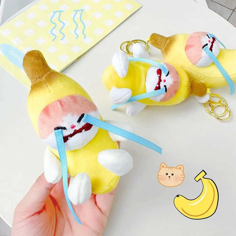 Fashionable voice keychain bag pendant cat doll interesting three key chain plush toy gift with crying creativity Free shipping