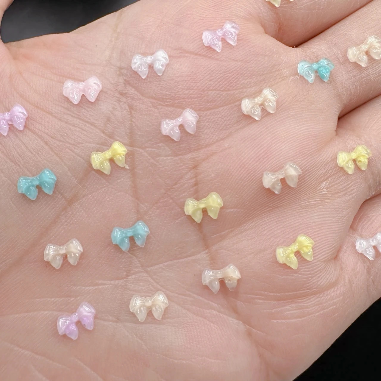 50pcs Transparent Bow Nail Art Parts Charms Bulk Shiny Mini Resin Ribbon s DIY Summer Decor Accessories 250217
