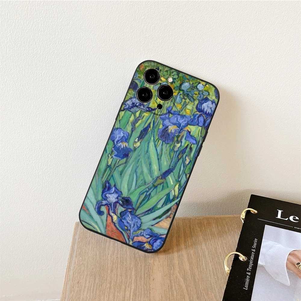 Van Gogh oil painting phone case iPhone 15 14 11 12 Pro 15 16 Plus 13 Pro MAX XR black soft cover Z250227
