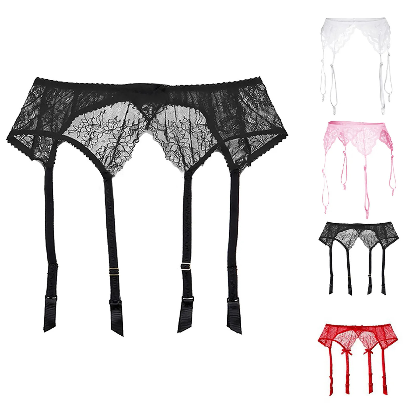 Sexy Lingerie Pron Womens Garter Underpant Elastic Transparent Lace Skirt Exotic Waist Belt Female Garter Suspenders Stockings 250227