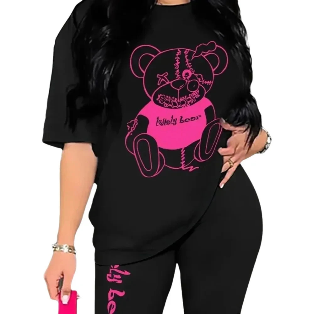 Funny Bear High Street fashion womens short sleeved Tshirt summer n printed top 250226