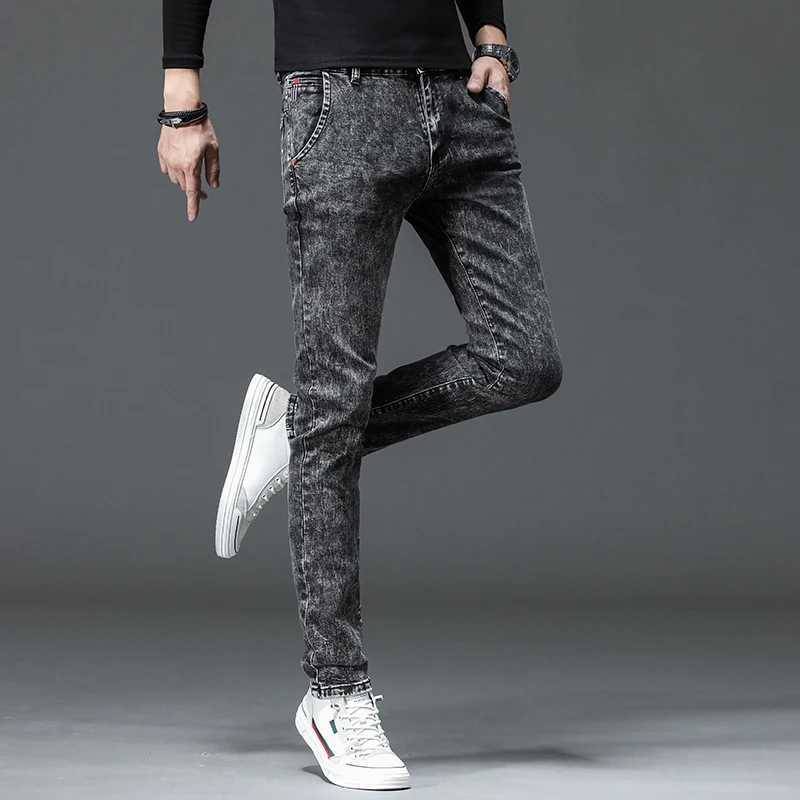Autumn Mens Slim Jeans Korean Fashion Youth Design Stretch Trousers High Quality Straight Comfortable Casual Denim Pants Male X250227