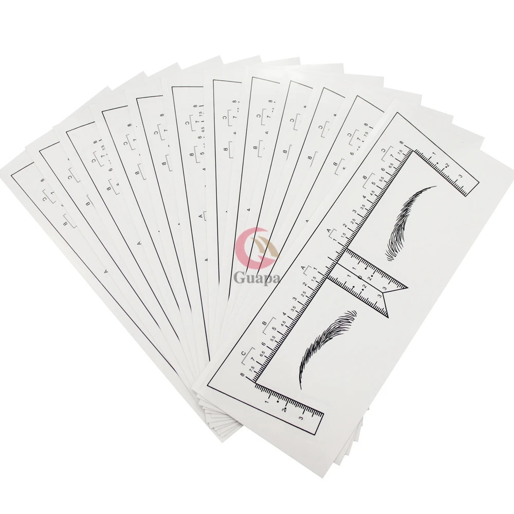50pcs/lot Eyebrow Stencils Shaping Disposable Eyebrow Ruler with Brow Shape Eyebrow Ruler Sticker for Permanent Makeup Tools 250224