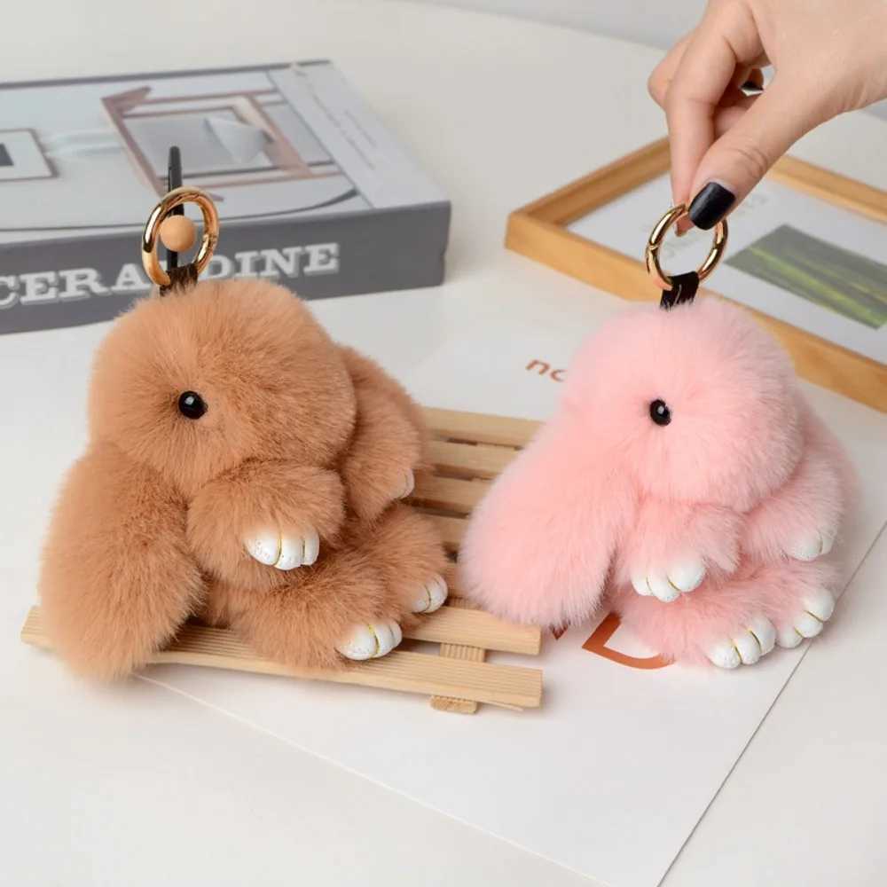 15cm fluffy soft cute artificial rabbit fur girl bag keychain Pom gift Free shipping