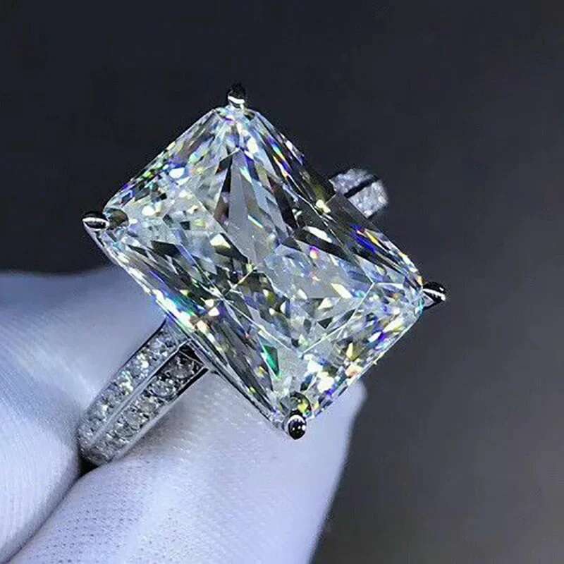 Handmade Square 5ct Lab Moissanite Promise ring Sterg sier Party Wedding Band Rings for women Bridal Finer Jewelry Gift