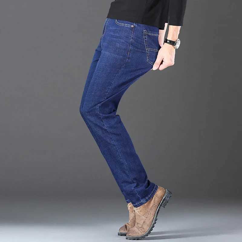 2025 New Stretch Jeans Mens Regular Classic Business Slim Trousers Black Blue Straight Male Brand Clothing Pants Size 28-40 X250227