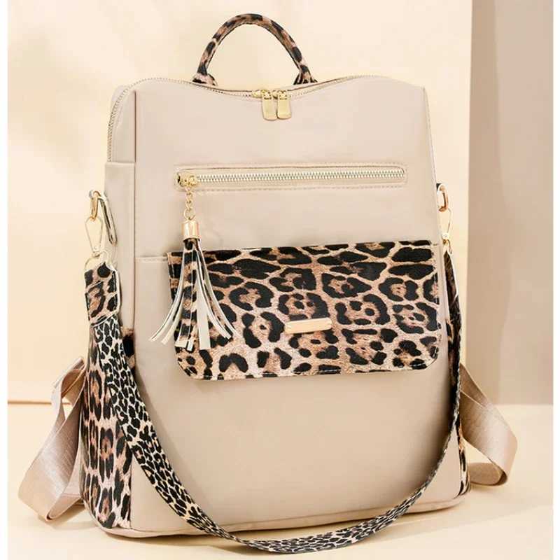 Diaper Bags Leopard Print Nylon Womens Backpacks Simple Casual 2025 Hot Sale Womens Bags Large Capacity Simple Fashion Backpacks Y250227RGLW