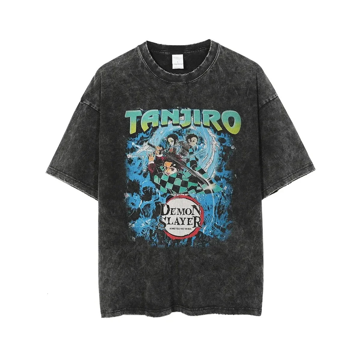 Summer Large Street Clothing Unisex Oversized Top TShirt Anime Print Vintage Washed Cotton Short Sleeve T Shirt 250225
