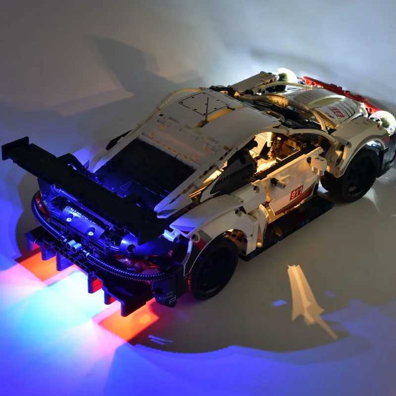 Light Remote Control Car, 1:12 Scale Electric Building Block Race Car Lights, 1580+ PCS DIY Assembly Model Kit, Compatible with Mor Brands, Ideal Gift