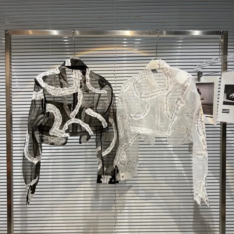 Arrivals Long Sleeve Summer Turn Down Collar Letters Transparent Sunscreen Thin Coat Women GF333 woman jacket 250227