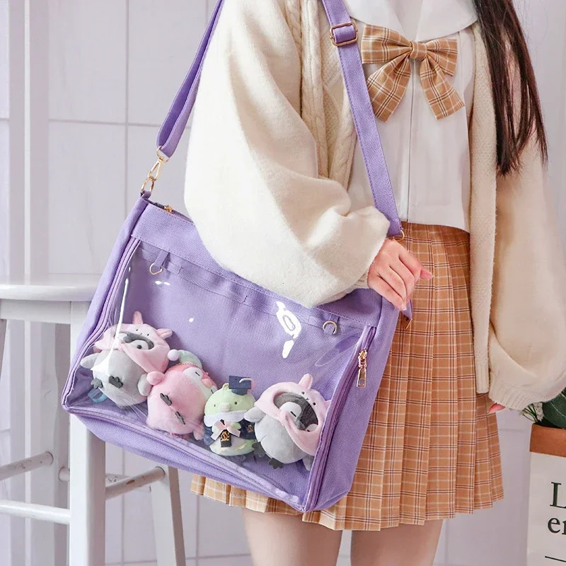 Big Ita Bag Black with Insert Japanese Cute Clear Women Double Straps Girls Kawaii Transparent Shoulder Bag Purses and Handbags 250221