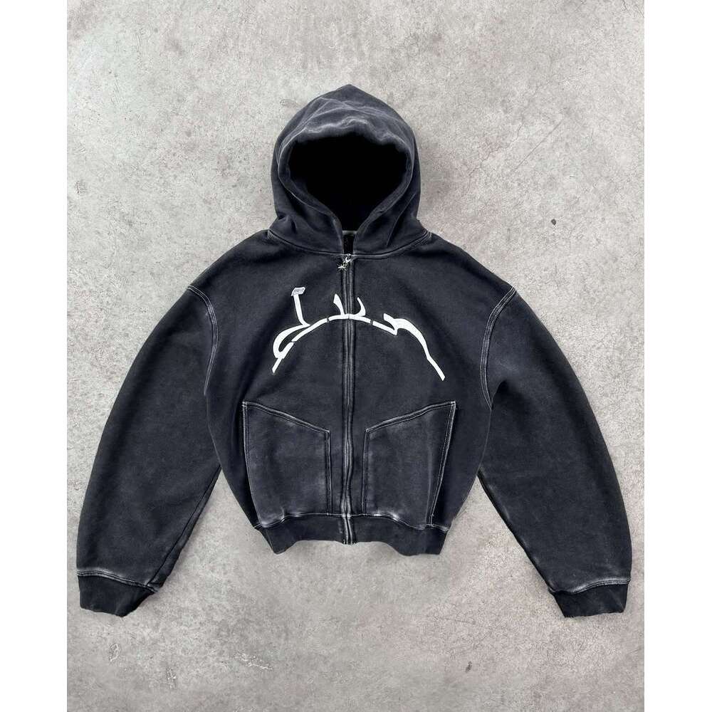 Personalized printed hoodie fitting unisex sweatshirt Y2K loose jacket top