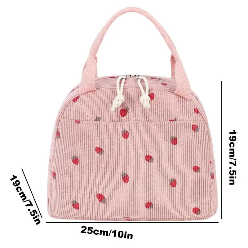 Ship from US Cute Corduroy Lunch Tote Bags Soft Bag Portable Box Extra Pockets For Travel Work Picnic Birthday Easter Christmas 250227FBB