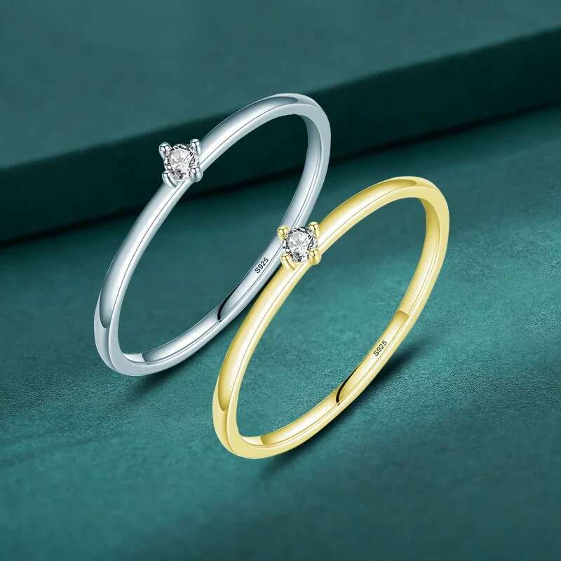 Exquisite Moissanite Finger Ring For Women Gold Plated Sterg Sier Elegant Rings With 2mm D Color Round Lab Dia