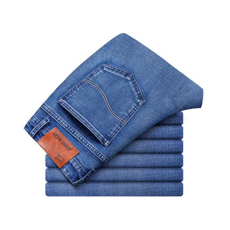 2024 New Soft Stretch Straight Jeans Mens Classic Fashion Business Slim Trousers Street Trend Male Brand Clothing Pants 28-40 X250227