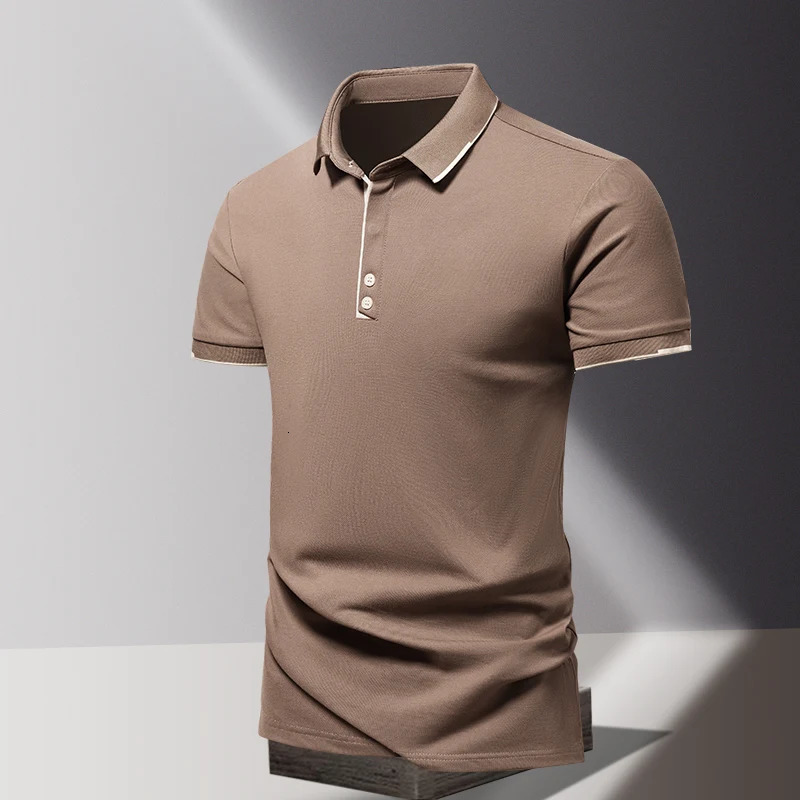 Summer mens POLO shirt fashionable ice silk quick drying short sleeved T-shirt solid color loose fitting business collar top 250225