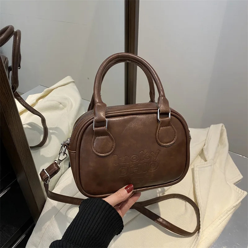Ship from US Womens Bag Large Capacity Korean Fashion Texture Single Shoulder Crossbody Casual Retro Solid Color Handbag 250227FBB