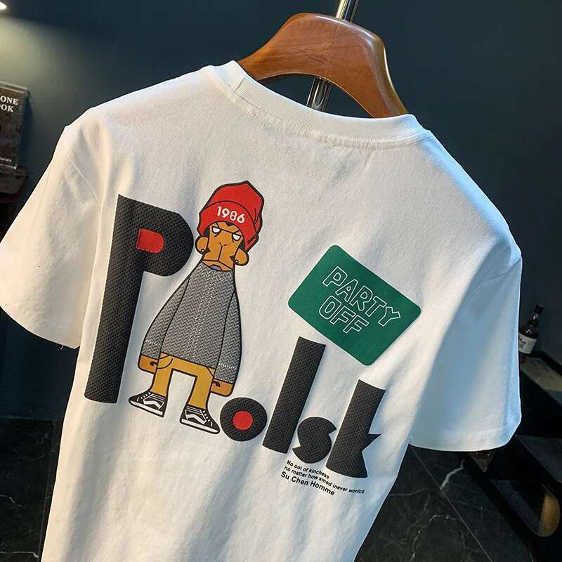 2025 Summer New Short Sleeved T-shirt Paired With Men's Personalized Printed Half Sleeved Loose Comfortable Breathable Versatile And Fashionable 