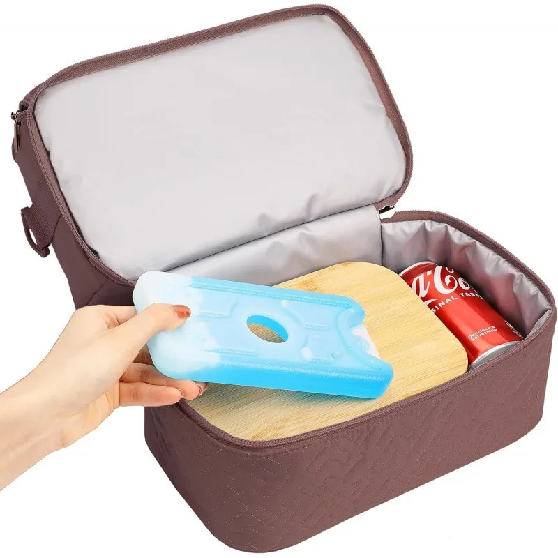 Ship from US Lunch Bag Women Insulated Two Separate Compartments Meal Box with Adjustable Shoulder Strap Leakproof Cooler Wor 250227FBB