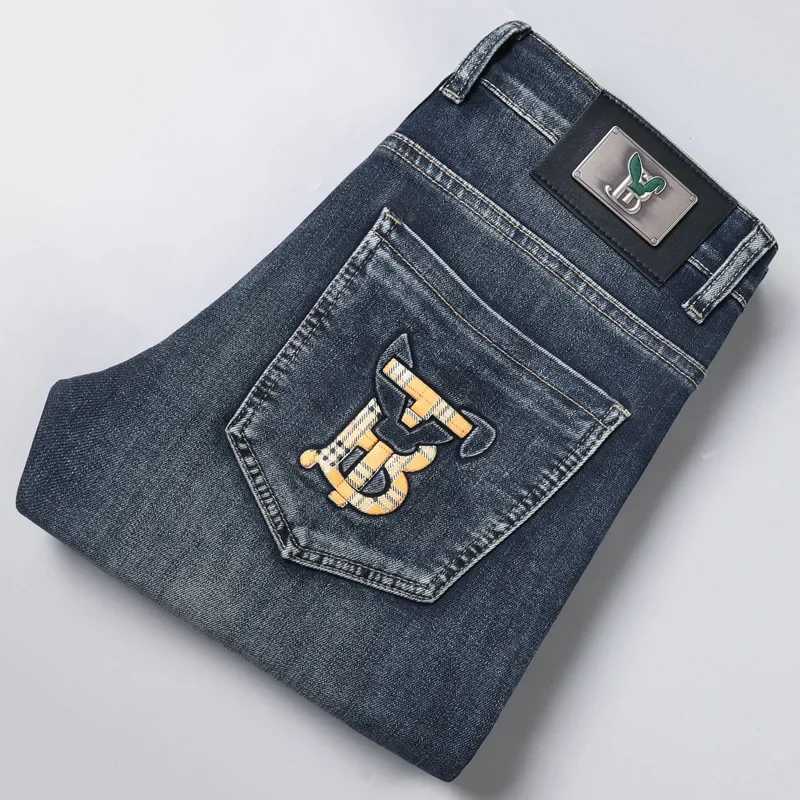 Mens Jeans Slim Fit Embroidered Fashion Denim Pants High Elasticity Casual Luxury Brand Clothing From China For Autumn/Winter X250227
