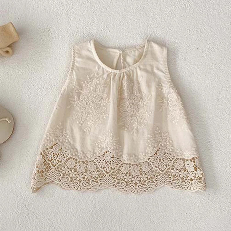 Summer born Baby Girls Clothing Set Sleeveless Cotton Embroidered VestPants Toddler Baby Girl Clothes Set 250227