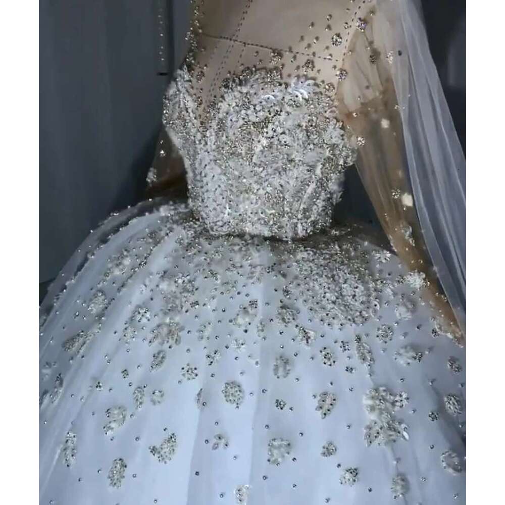 Brilliant Ball Gown with 3D Appliques, Bright Sequins, Bridal Beads, Backless, Custom Wedding Dress