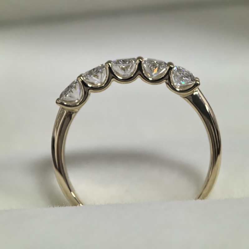 14K Yellow Solid Gold 5 Oval Cut Lab Grown Diamond Eternity Ring 5.3*3.8mm Oval CVD Diamond Fashion Womens Wedding Gold Ring