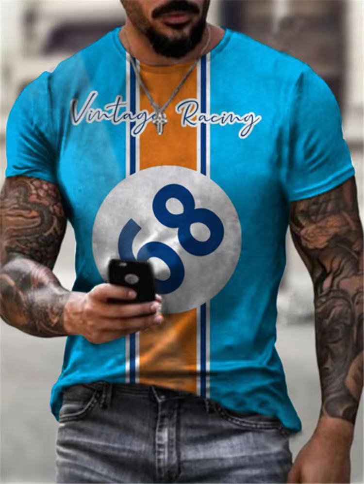 Designer's Casual Trend 2025 New Summer Casual T-shirt Digital Printing Fashionable Round Neck Men's Short Sleeved Shirt