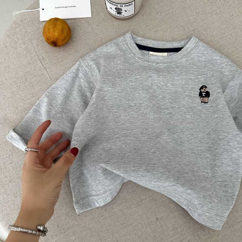 T-shirts 100% pure cotton childrens T-shirt 2025 Spring and Autumn Edition trendy childrens brand top teddy bear baby cartoon base shirt trendy styleY