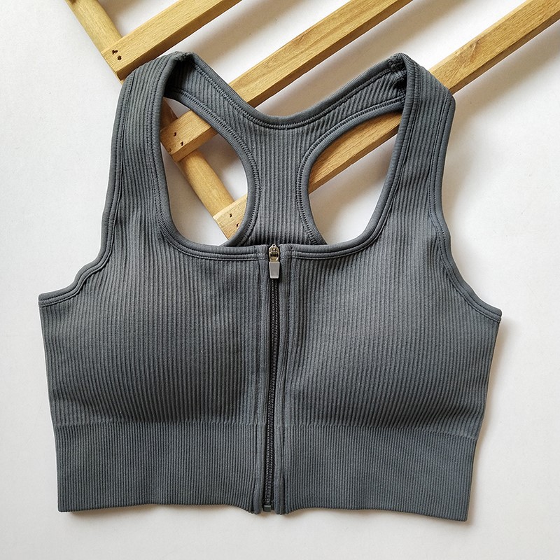 Uu-L4203 Comfortable Women's Sports Bra Model With Secure Zippered Design For Yoga & Running