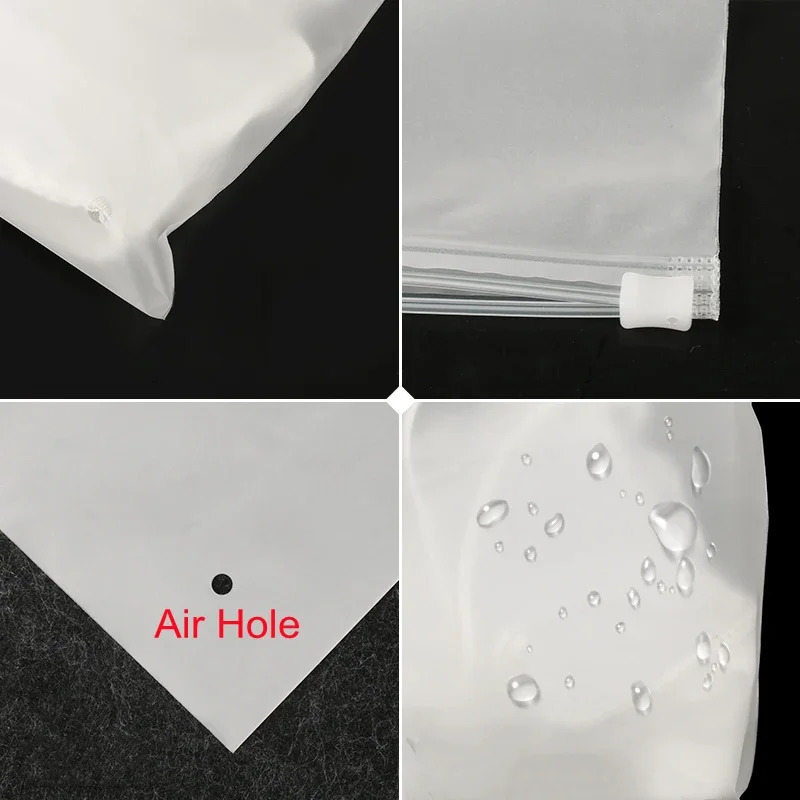 Ship from US 10Pcs 16Wires Frosted Zipper Bag Underwear Panties Socks Packaging Supplies Cosmetic Storage Bags With Air Hole Resealable 250227FBB
