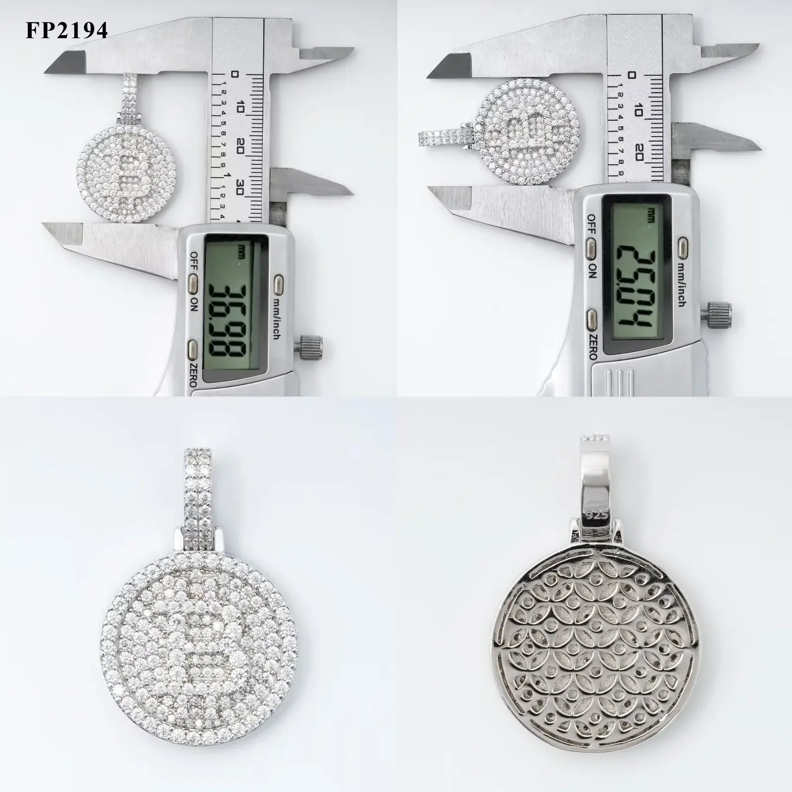 Bitcoin Pendant Hip hop Pendant Original 925 Sterling Silver Diamond Pendant for Women Men With GRA 250227