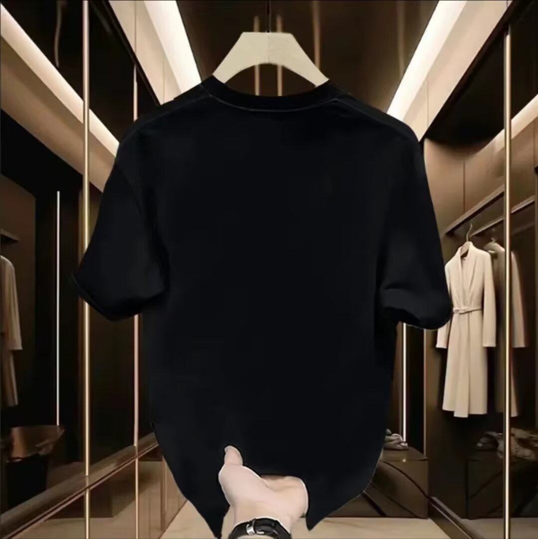 2025 Versatile Fashion New Short Sleeved T-shirt Men's Trendy Brand Hip Hop Style Round Neck Bottom Top Summer