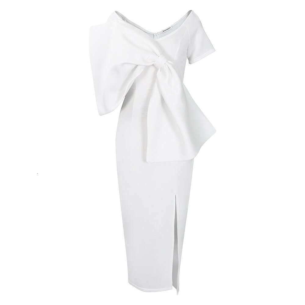 D395 Party Women's Sexy Big Bow Split Bag Hip Skirt European and American Dress 2025 New Casual Fashion Trendy Clothing