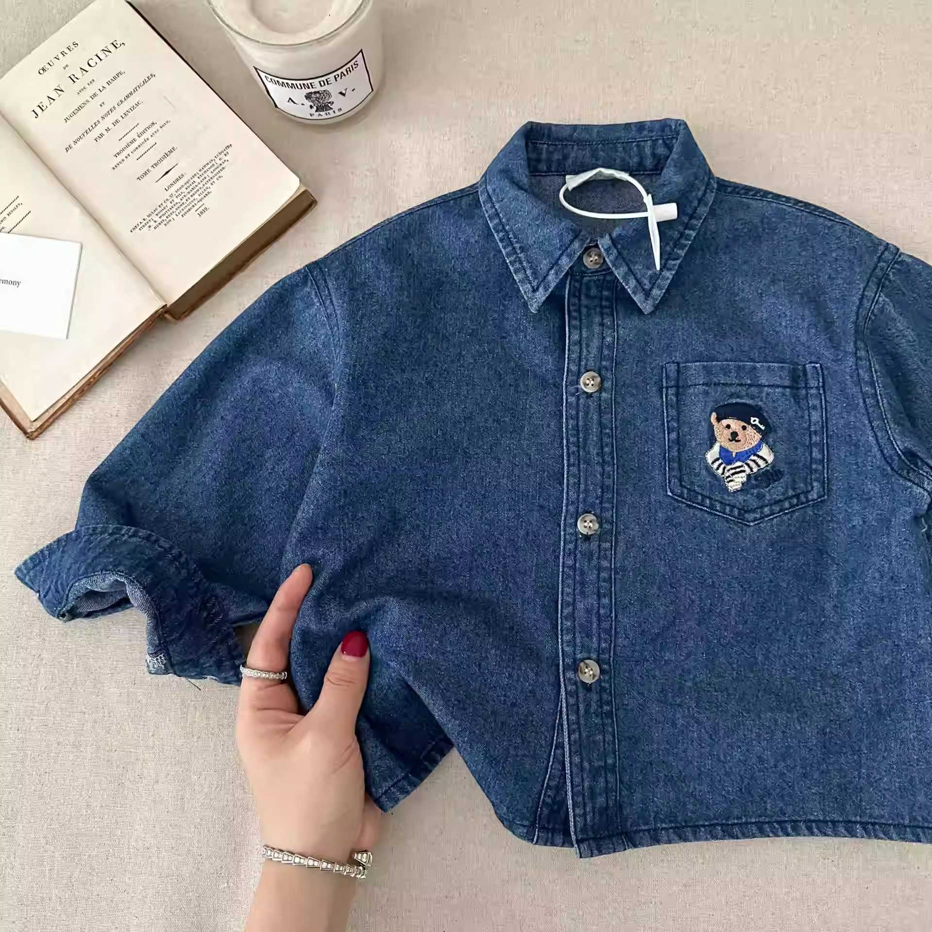 Jackets Denim Shirt 2025 Spring and Autumn New Style for Boys and Girls Trendy Brand Jacket Bright Thread Baby Solid Color Shirt Womens EleganceY25022