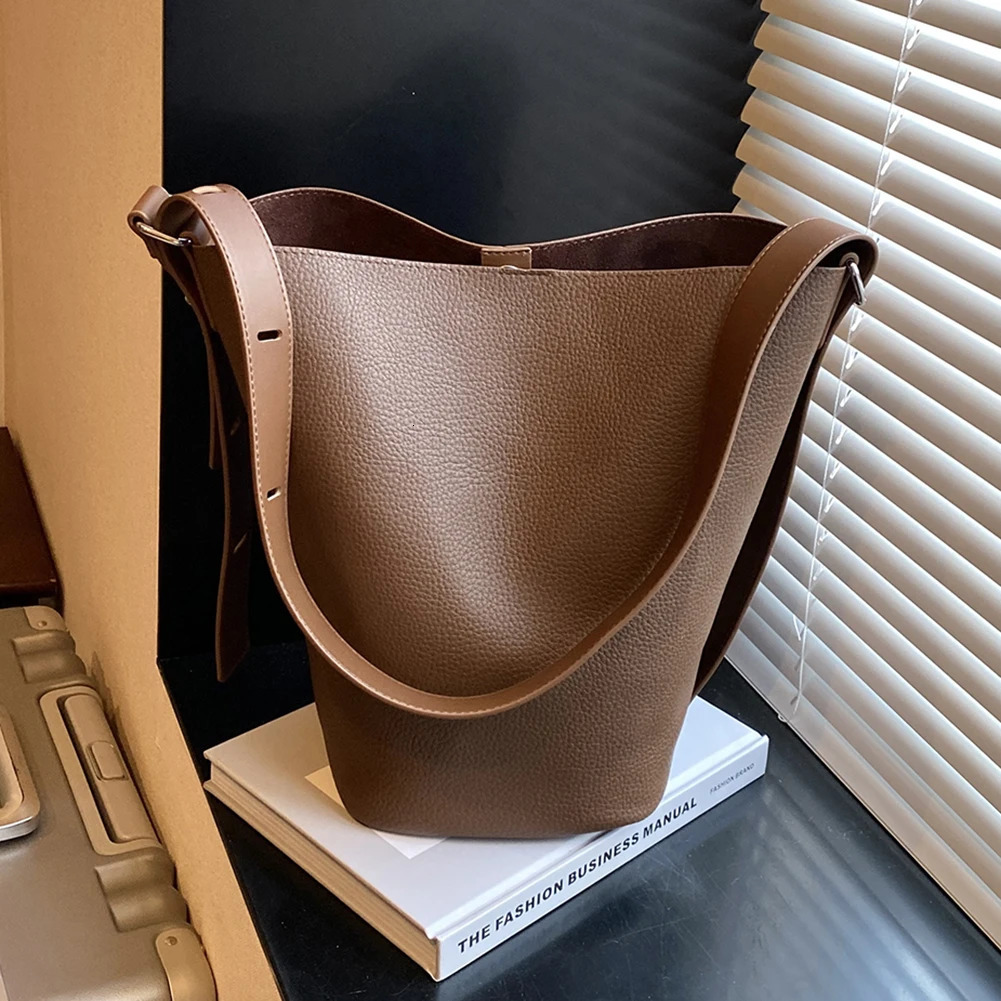Ship from US Bucket Bag for Women Adjustable Strap Shoulder Vegan Leather with Inner Pocket Crossbody Solid Hobo Work Travel 250227FBB