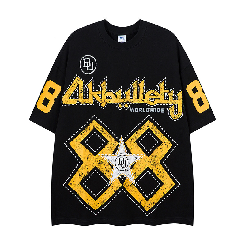 Designer 2025 Personalized Design Printed Loose Short Sleeved Men's T-shirt Ins Trendy Brand Fashionable Casual Versatile Top