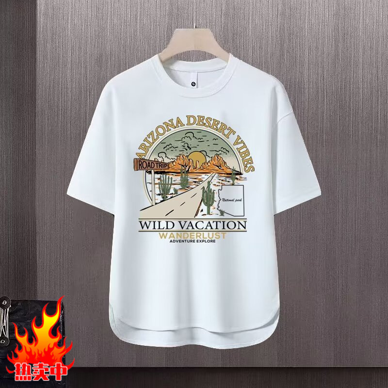 2025 new short sleeved T-shirt men's ins trendy brand hip-hop style round neck base shirt top summer