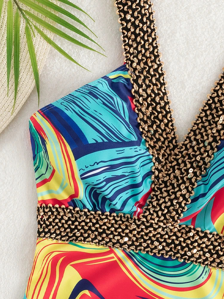 Vigoashely sexy printed swimsuit womens onepiece Monokini backless hollow summer 250227