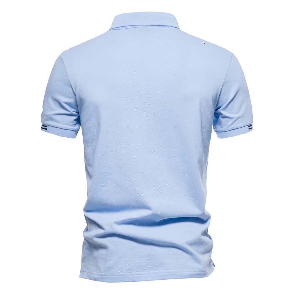 AIOPEON 100% pure cotton mens polo shirt casual solid color short sleeved summer ner clothing style 250226