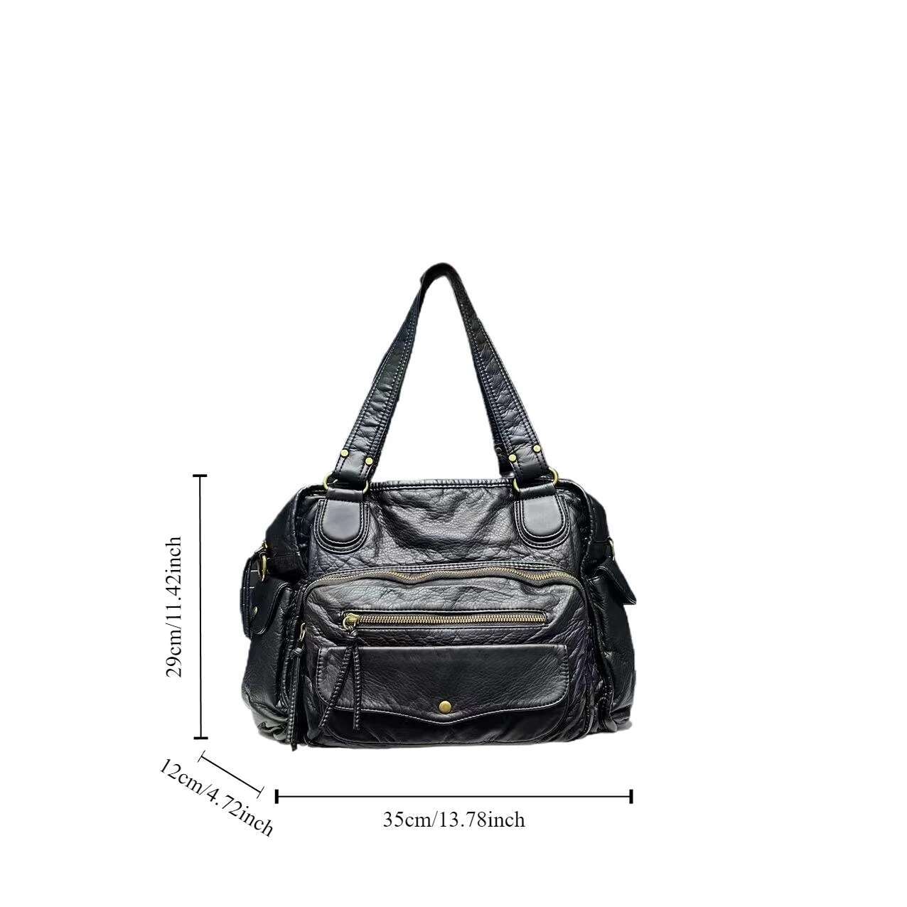 Women's Fashion Y2k Washed Distressed Motorcycle Hot Girl Large Capacity Multi-Pocket Shoulder Bag