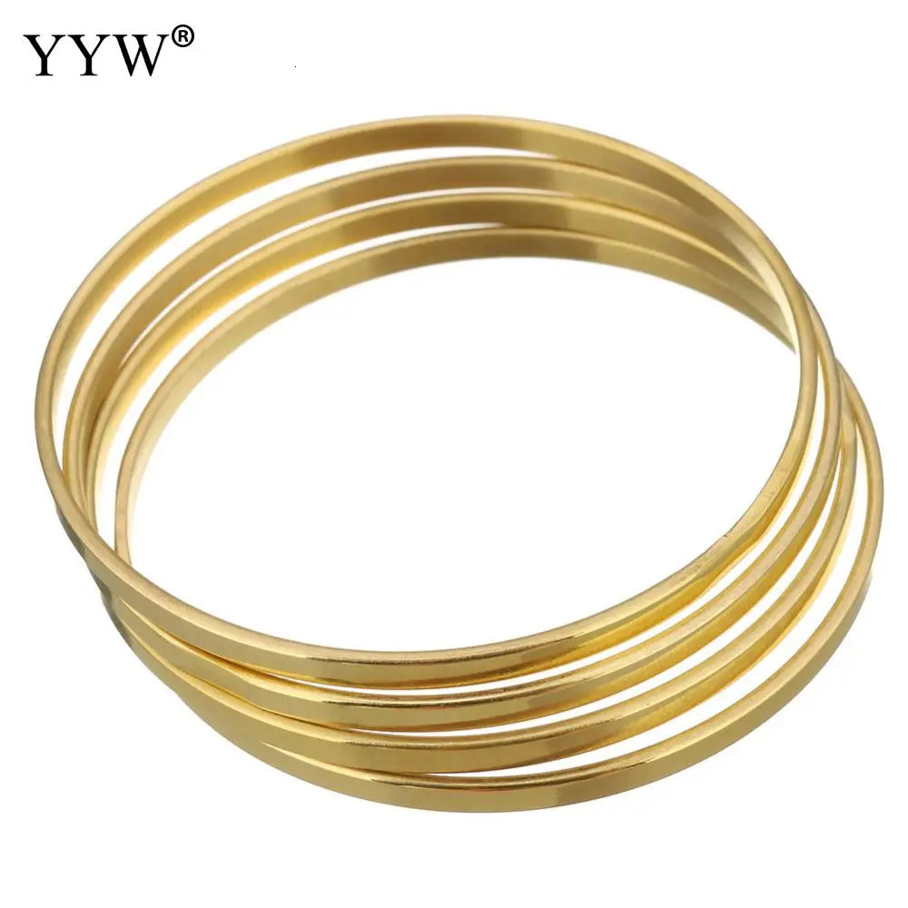 7pcs/Set Stainless Steel Bangle For Woman Gold/Rose Gold/Silver Color Sold By Set Party Birthday Jewelry 3mm Inner Approx 55mm 250227