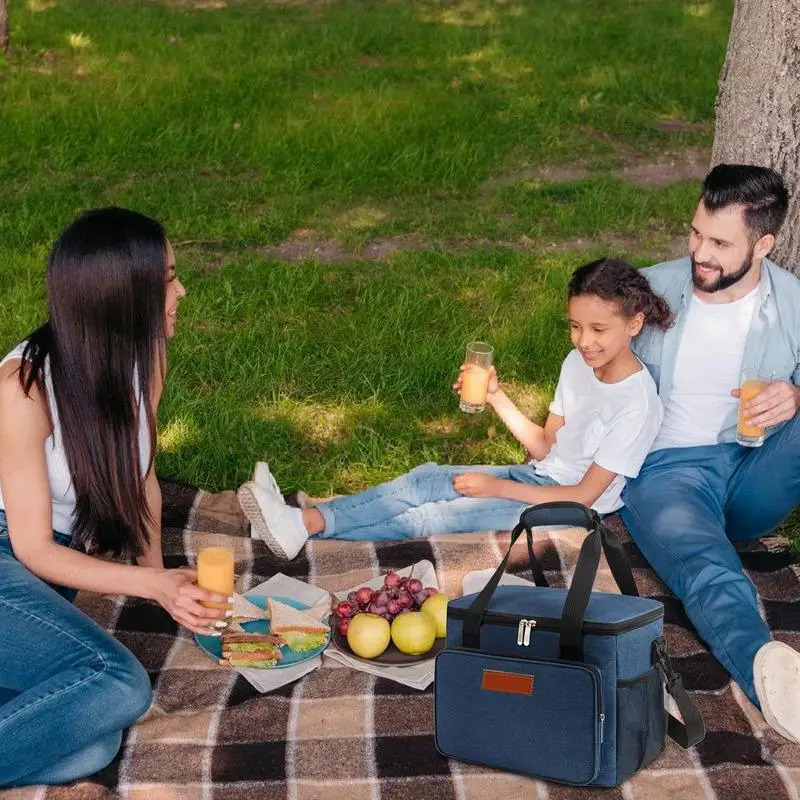 Ship from US Lunch Bag Women Large Reusable Oxford Cloth Box With Storage Mesh Portable Tote Thermal Cooler For 250227FBB