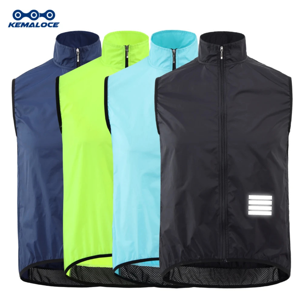 KEMALOCE Bicycle Windbreaker Navy Blue Mens Sleeveless Bicycle Gold Plated Black Lightweight Outdoor Windproof MTB Sports Windbreaker 250224