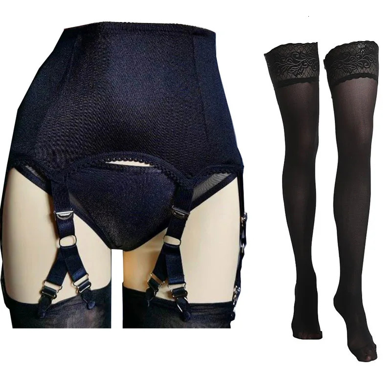 Vintage Suspender Belt Sexy Women Garter Belt with Lace Stockings Retro High Waist Suspender 6 Straps 12 Claws Lingerie Set 250227