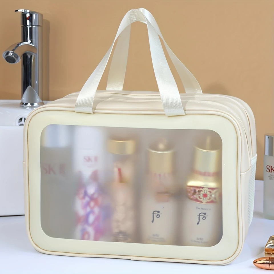 Ship from US Large Capacity Waterproof Double Layer Toiletry Bag for Travel and Fitness WetDry Separation Portable Cosmetic 250227FBB
