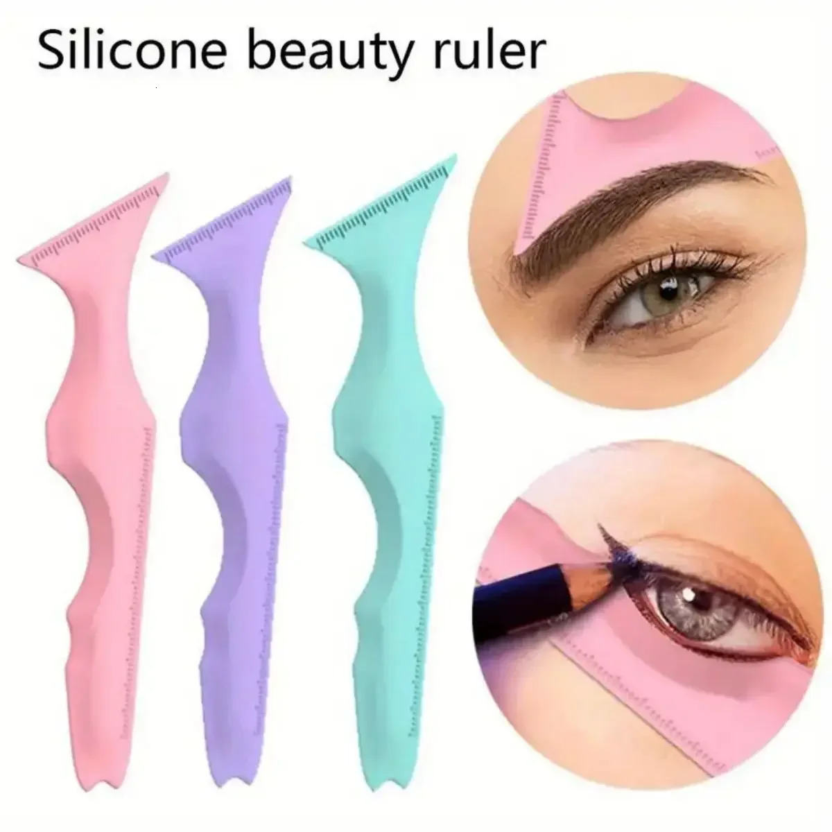 1pc Eyeliner Stencils Ruler Reusable Silicone Winged Tip Eyeliner Aid Eyebrow Pencil Stencil 5 In 1 Multi-Functional Makeup T 250224