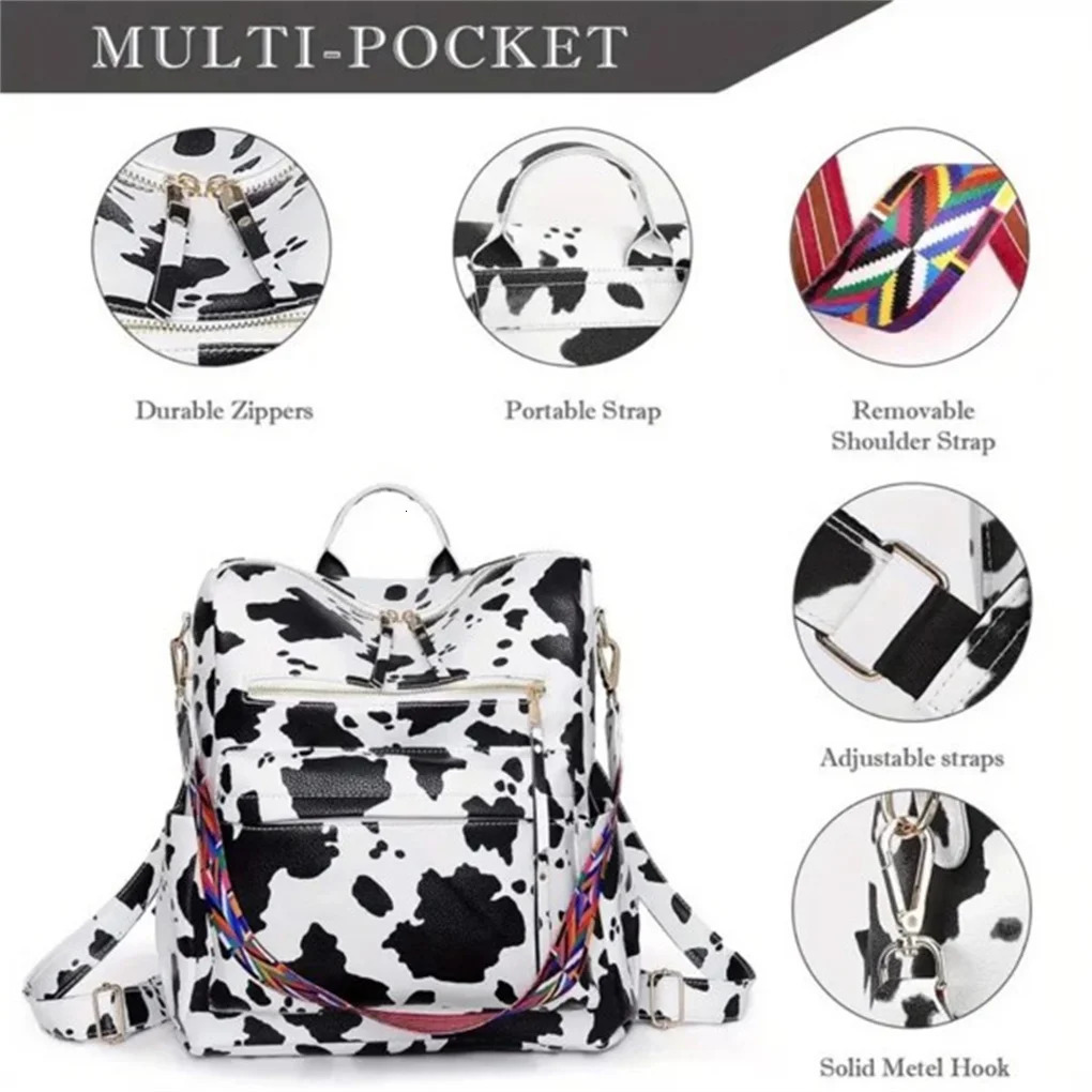 Ship from US PU Womens Shoulder Bag Stylish Multifunctional Backpack with Zipper Opening And Closing Suitable for Travel 250227FBB