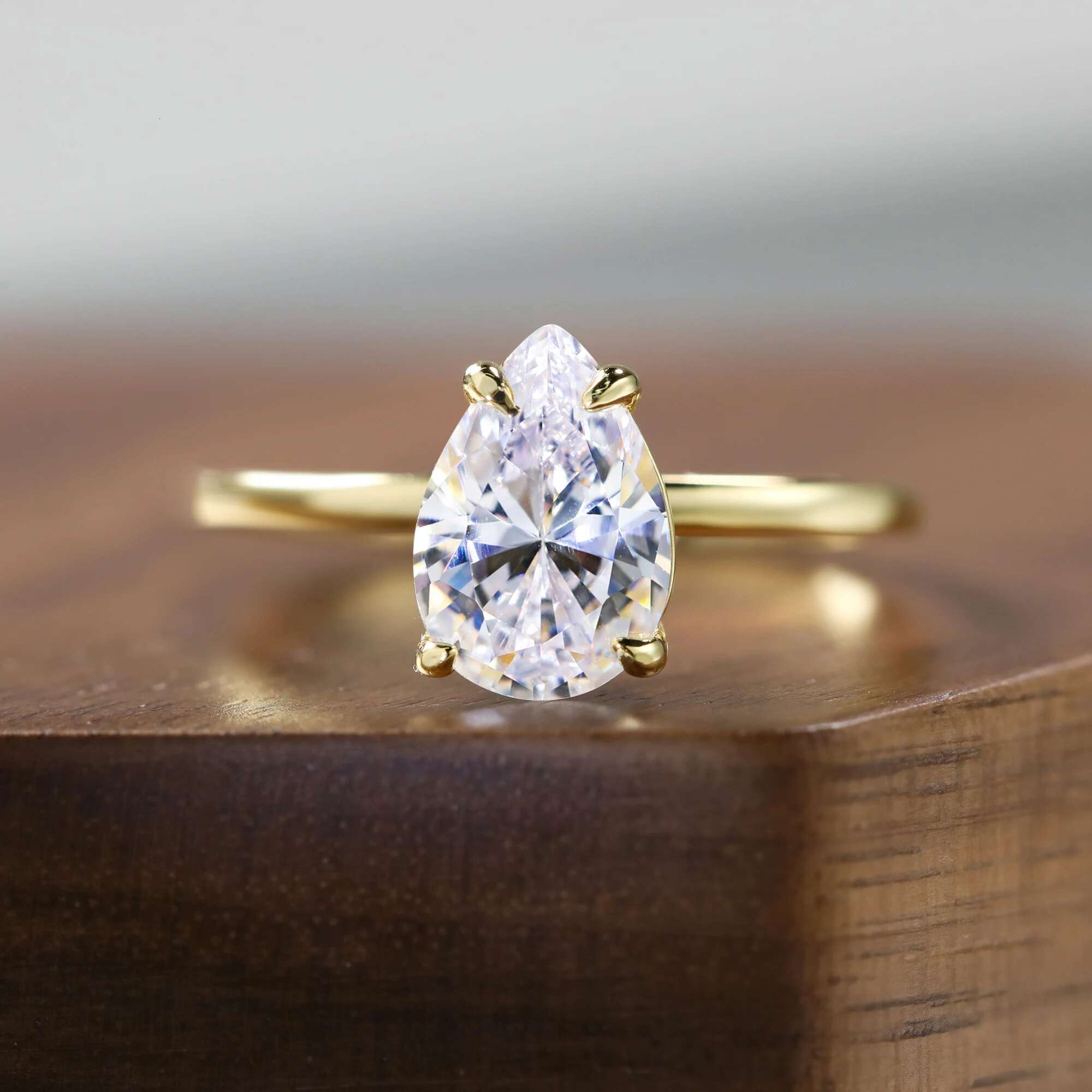 Waterdrop Sterg Sier 1ct-3ct Moissanite Engagement Ring for Woman D Color VVS1 14K Gold Plated Gifts with Certificate